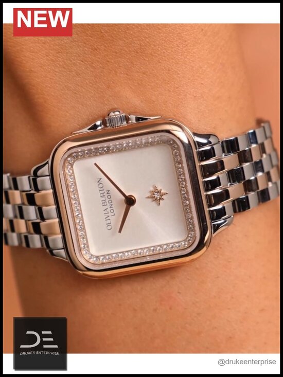 28mm Women\'s Quartz Wrist Watch with Crystal Sunray Dial, Two-Tone Stainless main image 4